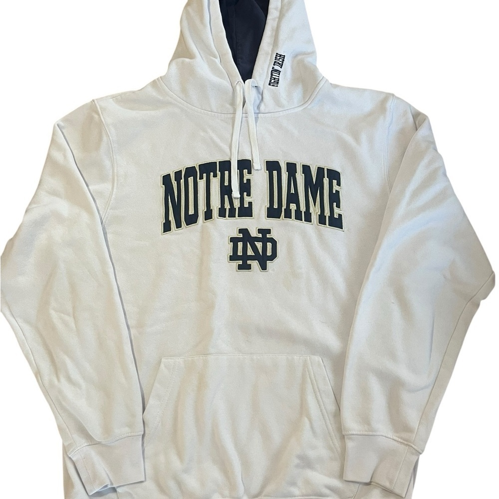 Men's Colosseum White Notre Dame Fighting Irish Pullover Hoodie Sweatshirt SZ L - Picture 2 of 10